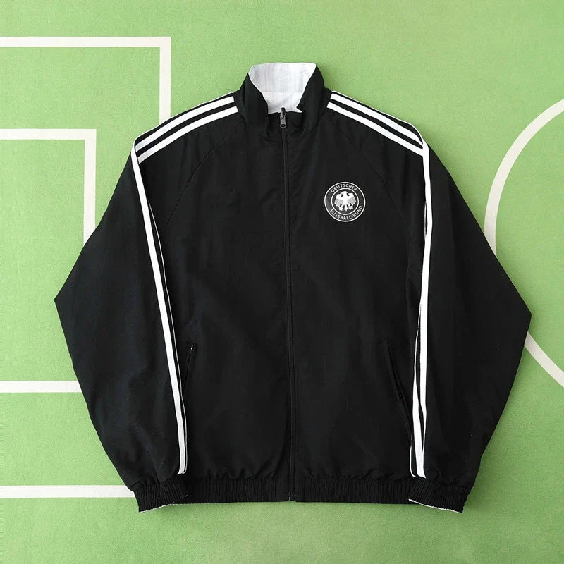 Germany Deutschland 1990 World Cup Retro Double Sides Windbreaker - Reversible Jacket Black
