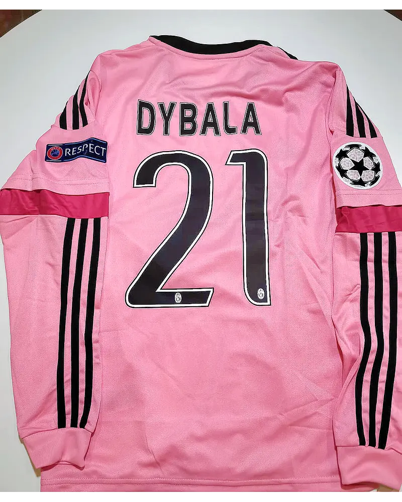 Paulo Dybala Juventus Retro Langarm 2015-2016 Pink Trikot