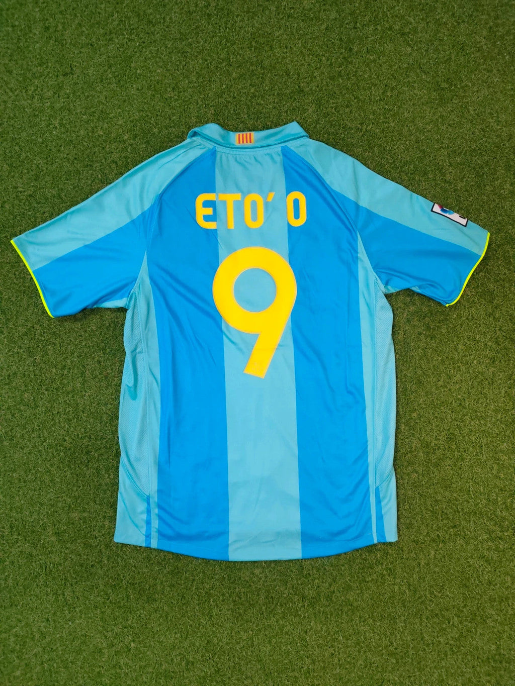 Samuel Eto'o Barcelona 2008 Away Blue Retro Jersey Kit Trikot Maillot Soccer Shirt
