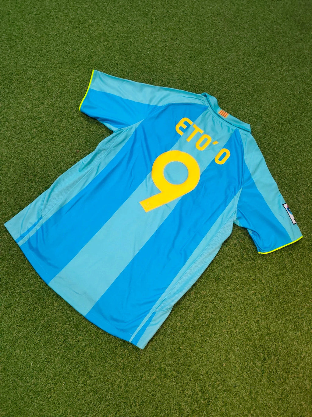 Samuel Eto'o Barcelona 2008 Away Blue Retro Jersey Kit Trikot Maillot Soccer Shirt