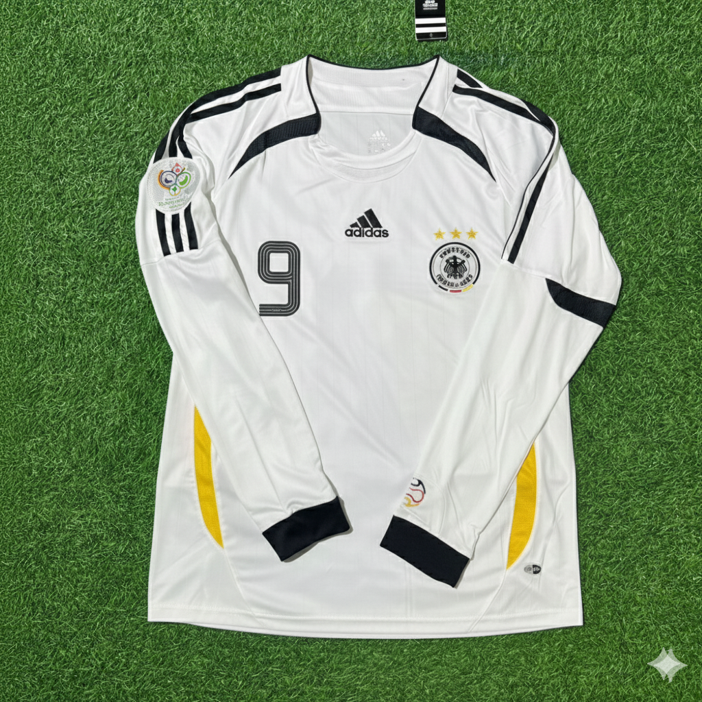 Rudi Völler Deutschland WM Langarm-Retro-Fußballtrikot Weiß