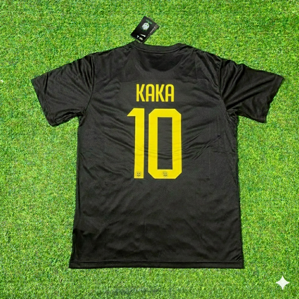 Kaka Brasilien Schwarzes Retro Fußballtrikot-Set