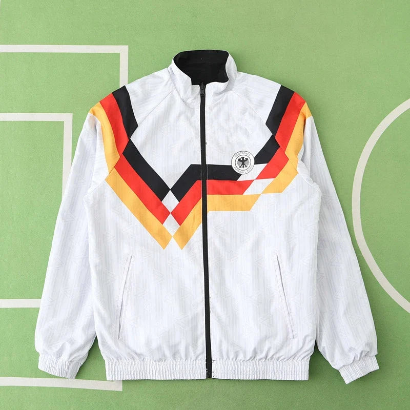 Germany Deutschland 1990 World Cup Retro Double Sides Windbreaker - Reversible Jacket Black