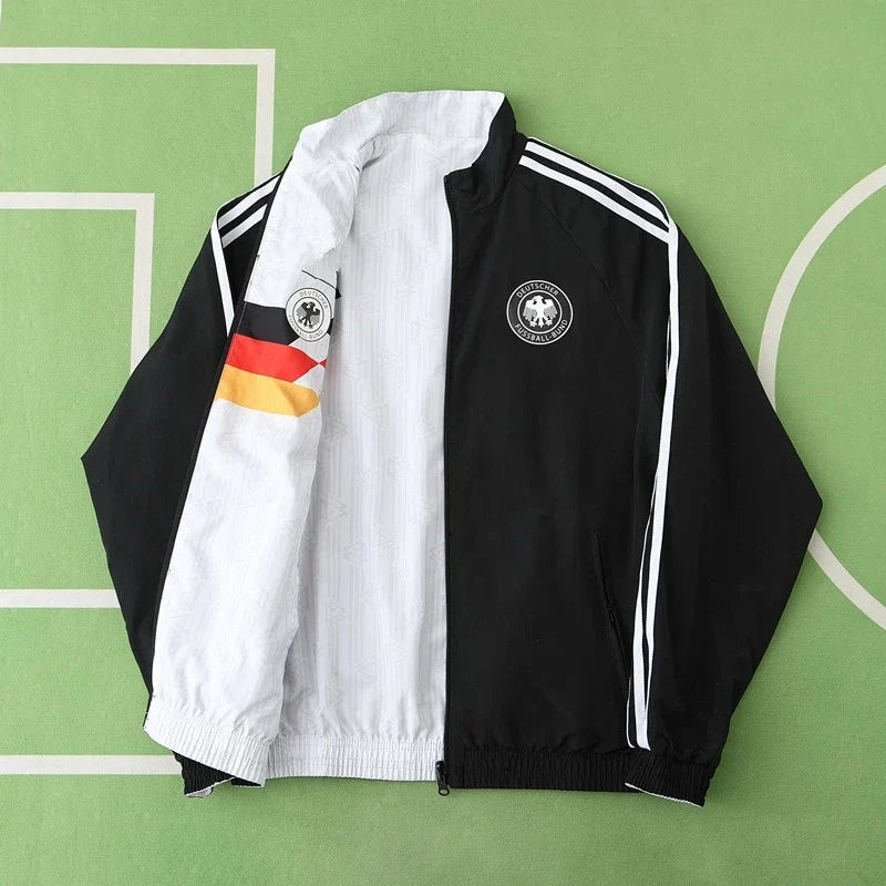 Germany Deutschland 1990 World Cup Retro Double Sides Windbreaker - Reversible Jacket Black