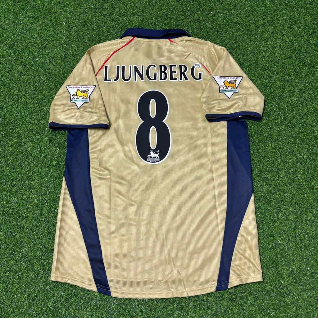 Fredrik Ljungberg #8 Arsenal 2001-2002 Auswärts Gold Kinder Retro Fußballtrikot