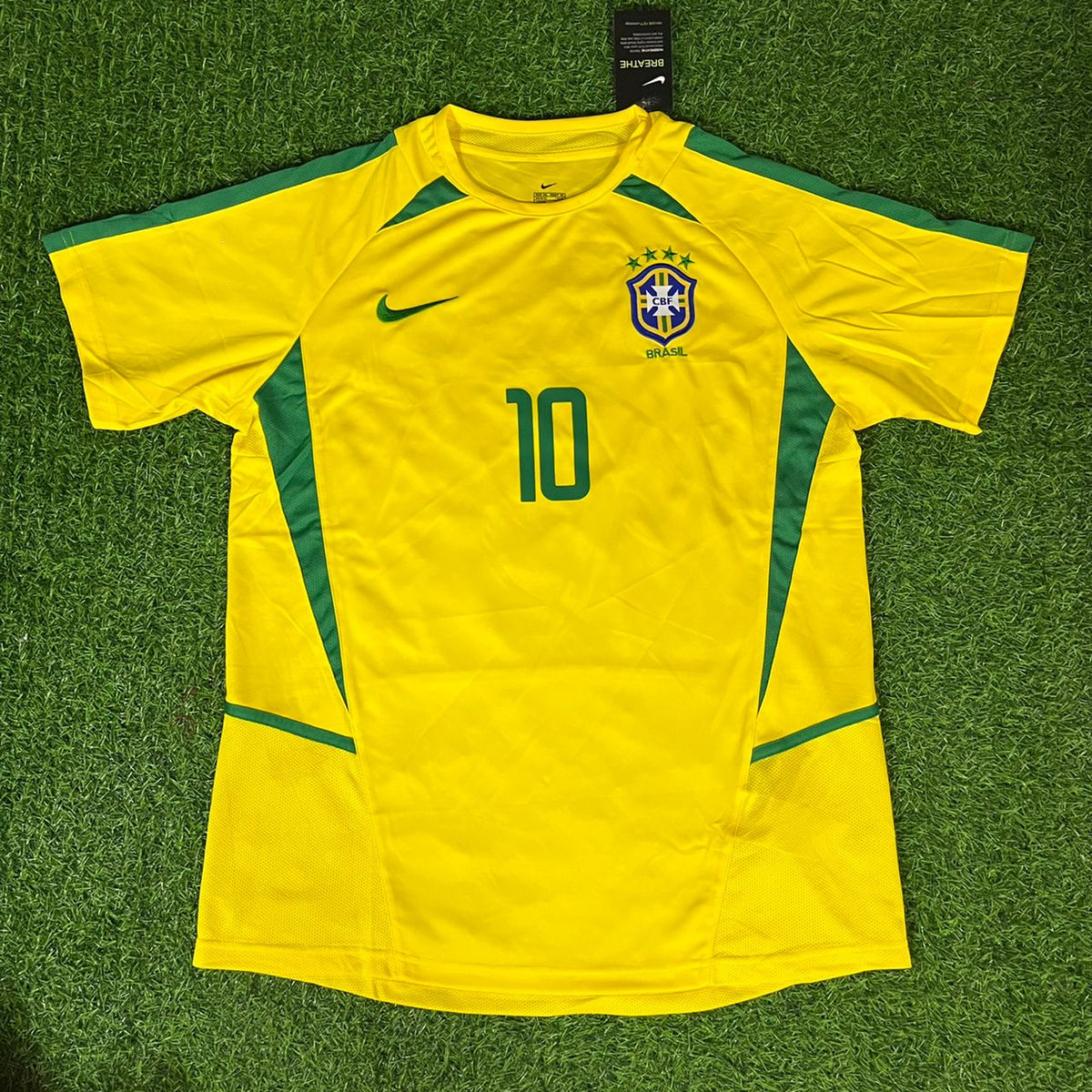 Rivaldo #10 Brazil 2002 World Cup Retro Jersey Trikot Soccer Shirt