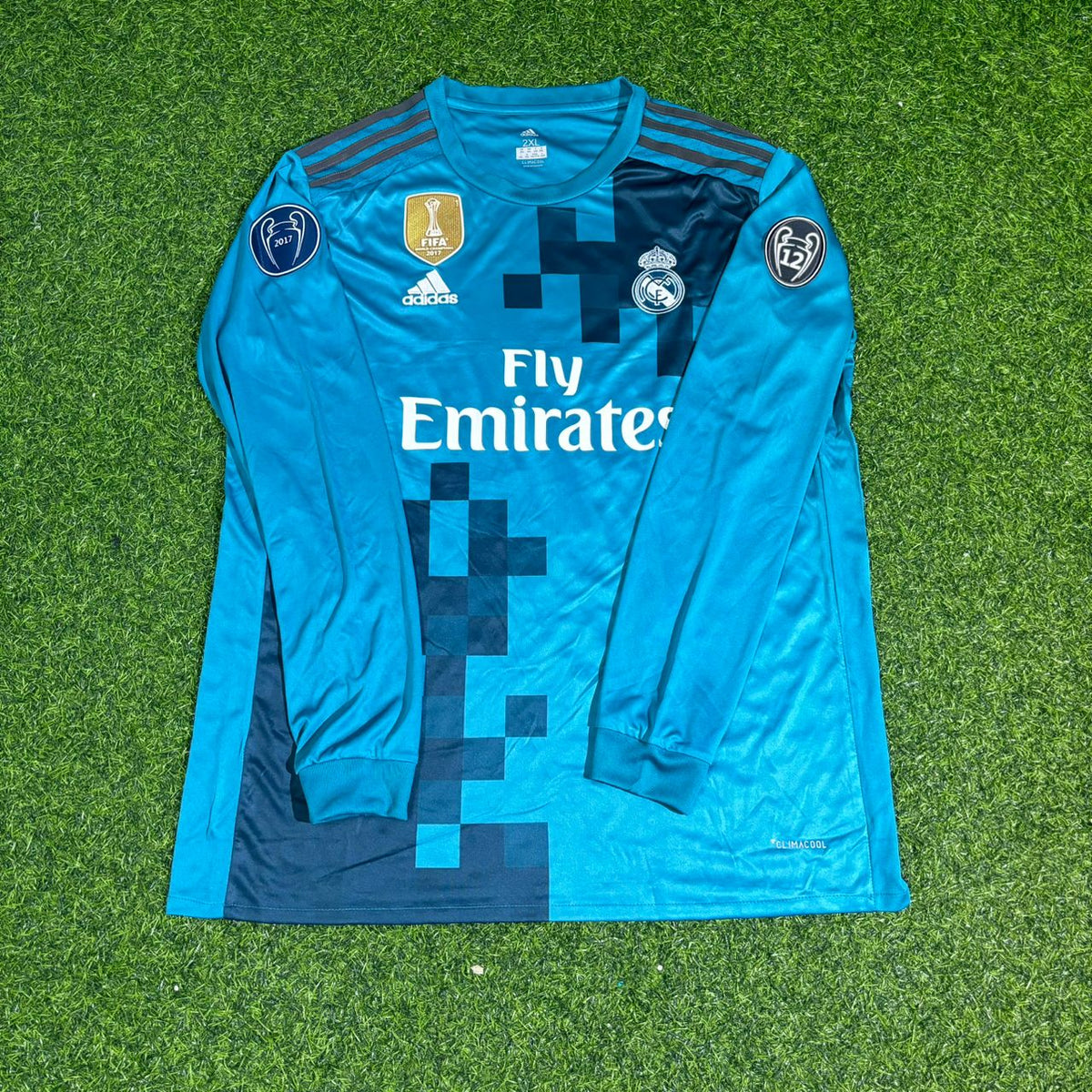 Cristiano Ronaldo 7 - Real 18 Türkis CL Langarm Trikot Fußball T-Shirt