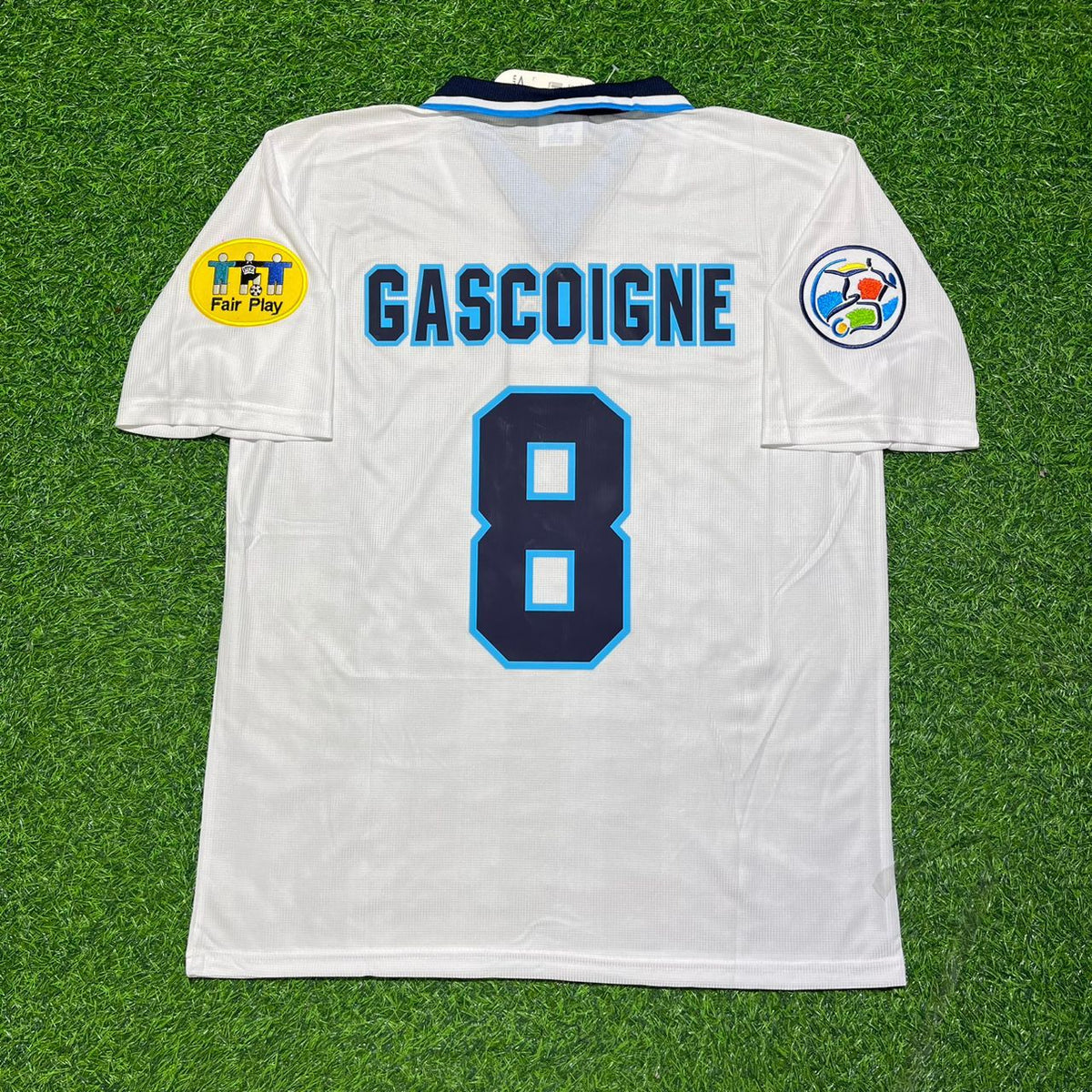 Paul Gascoigne 1996 Weißes Retro Langarmtrikot