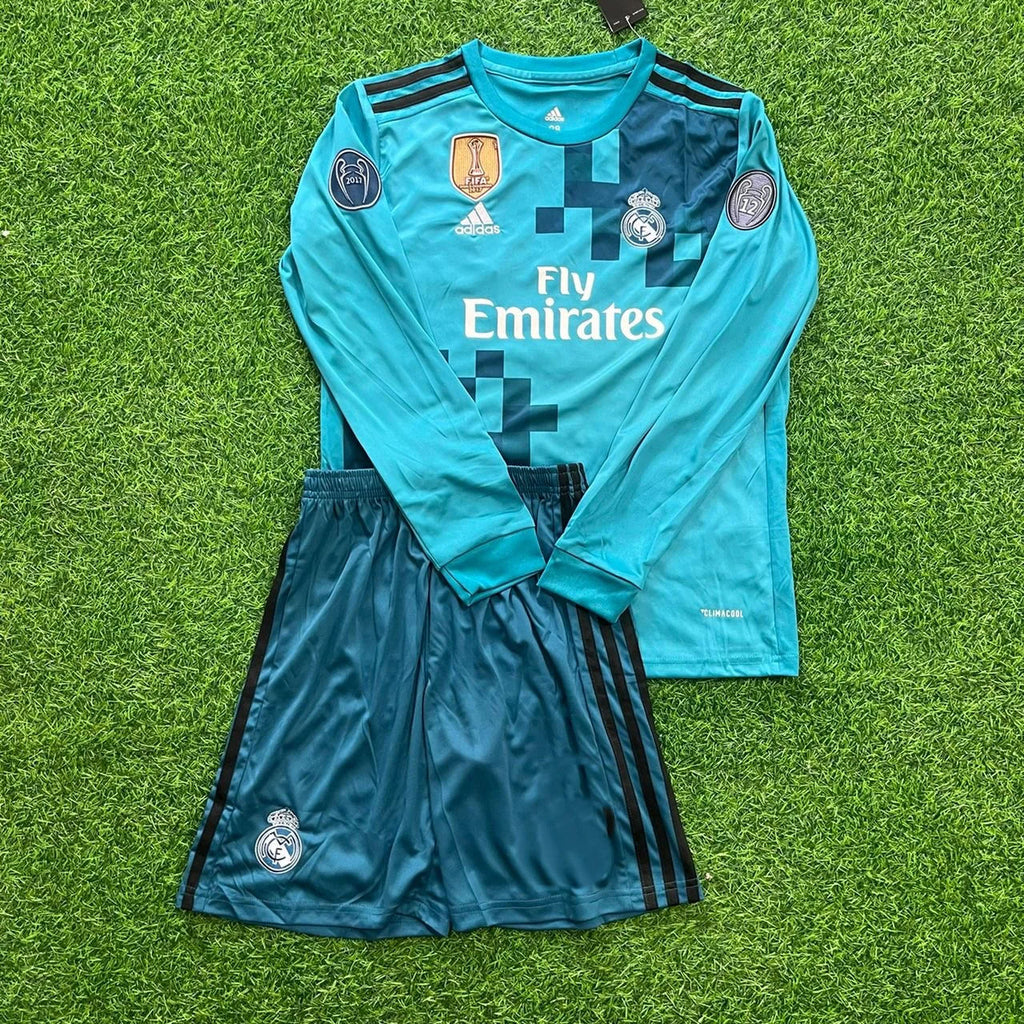 Sergio Ramos 4- Real Madrid 2017 /2018 Long Sleeve Kids Kit Jersey Soccer Shirt KinderTrikot