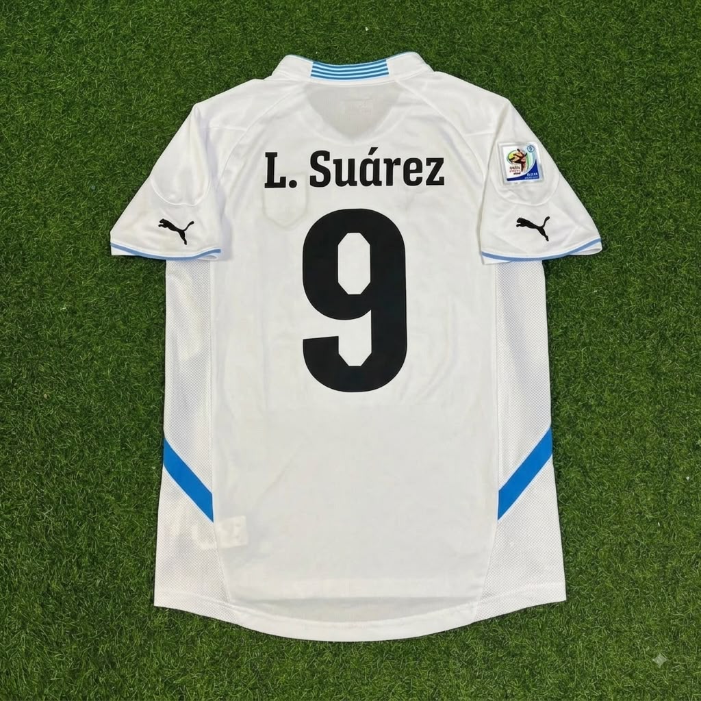 Luis Suarez Uruguay WM 2010 Weißes Retro-Fußballtrikot
