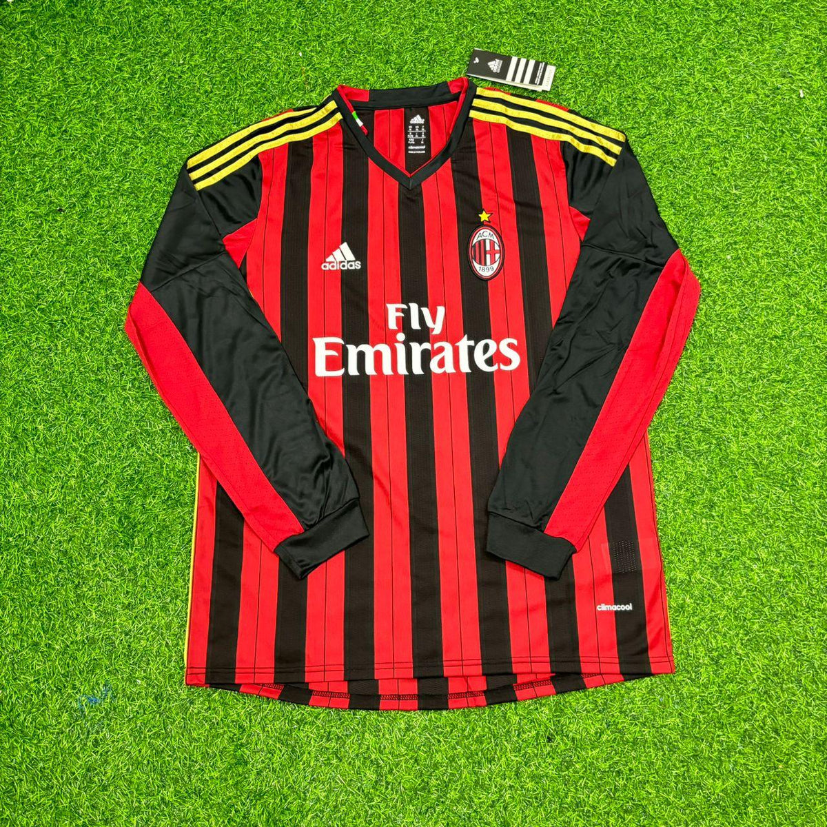 Mario Balotelli AC Mailand 2013/14 Langarm-Heimtrikot Retro Fußball Trikot Set