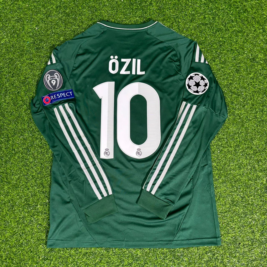 Mesut Ozil Real Madrid 2012-2013 Champions League Green Long Sleeve Jersey Soccer Shirt