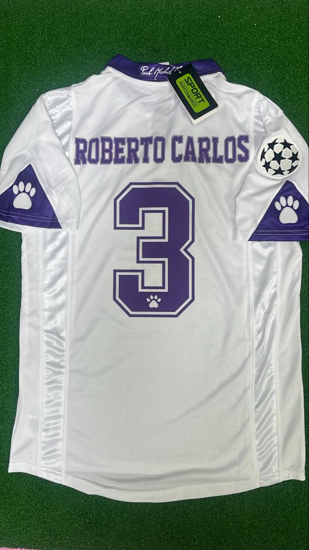 Roberto Carlos Real 1998-1999 Saison Retro Vintage Trikot Fußballshirt