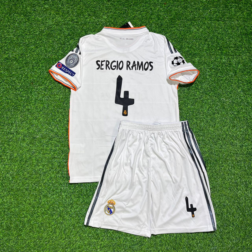 Sergio Ramos Real Madrid 2014 CL Final Kids Football Jersey Kit