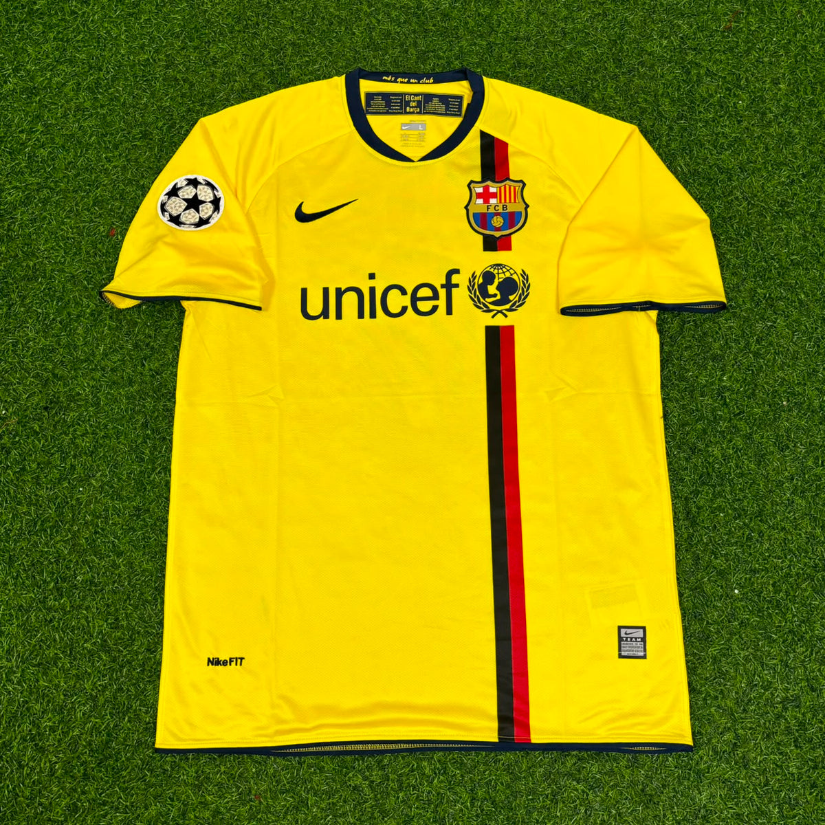 Andres Iniesta 2008-09 Barcelona Yellow Retro Jersey