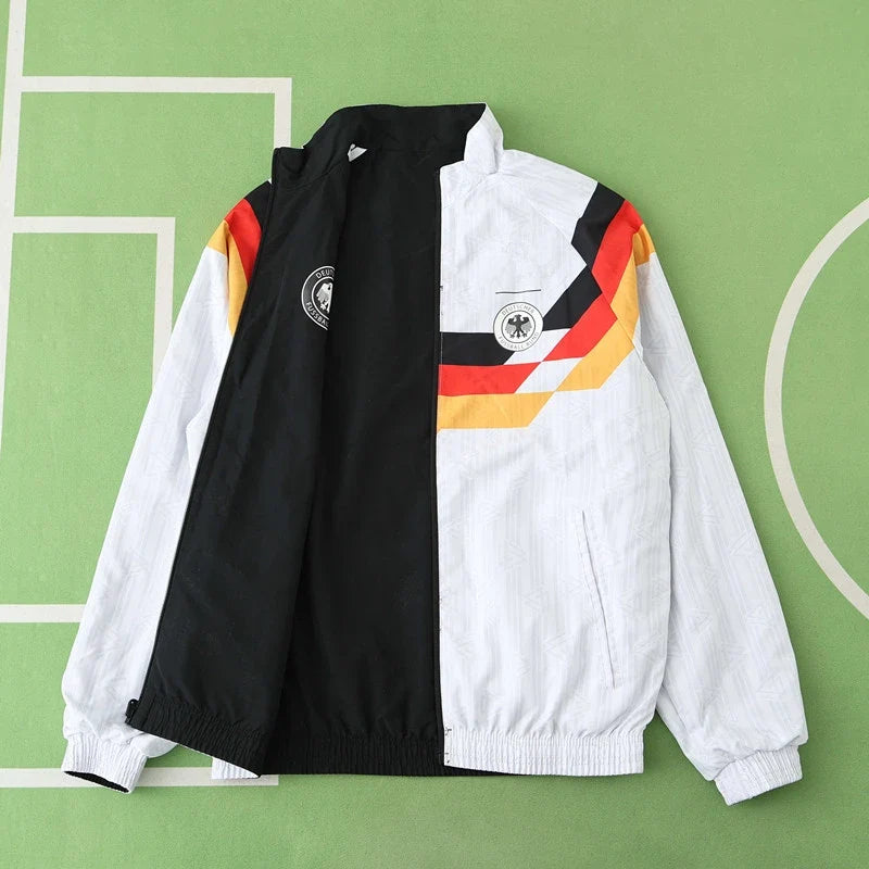 Germany Deutschland 1990 World Cup Retro Double Sides Windbreaker - Reversible Jacket Black