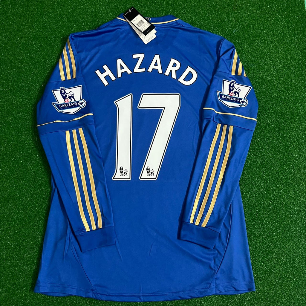 Eden Hazard Chelsea 2012–13 Premier League Patch Blaues Retro-Fußballtrikot