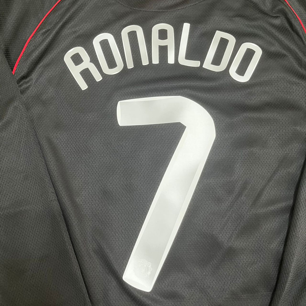 Cristiano Ronaldo Manchester United 2007/2008 Champions League Patch Schwarzes Retro Fußballtrikot