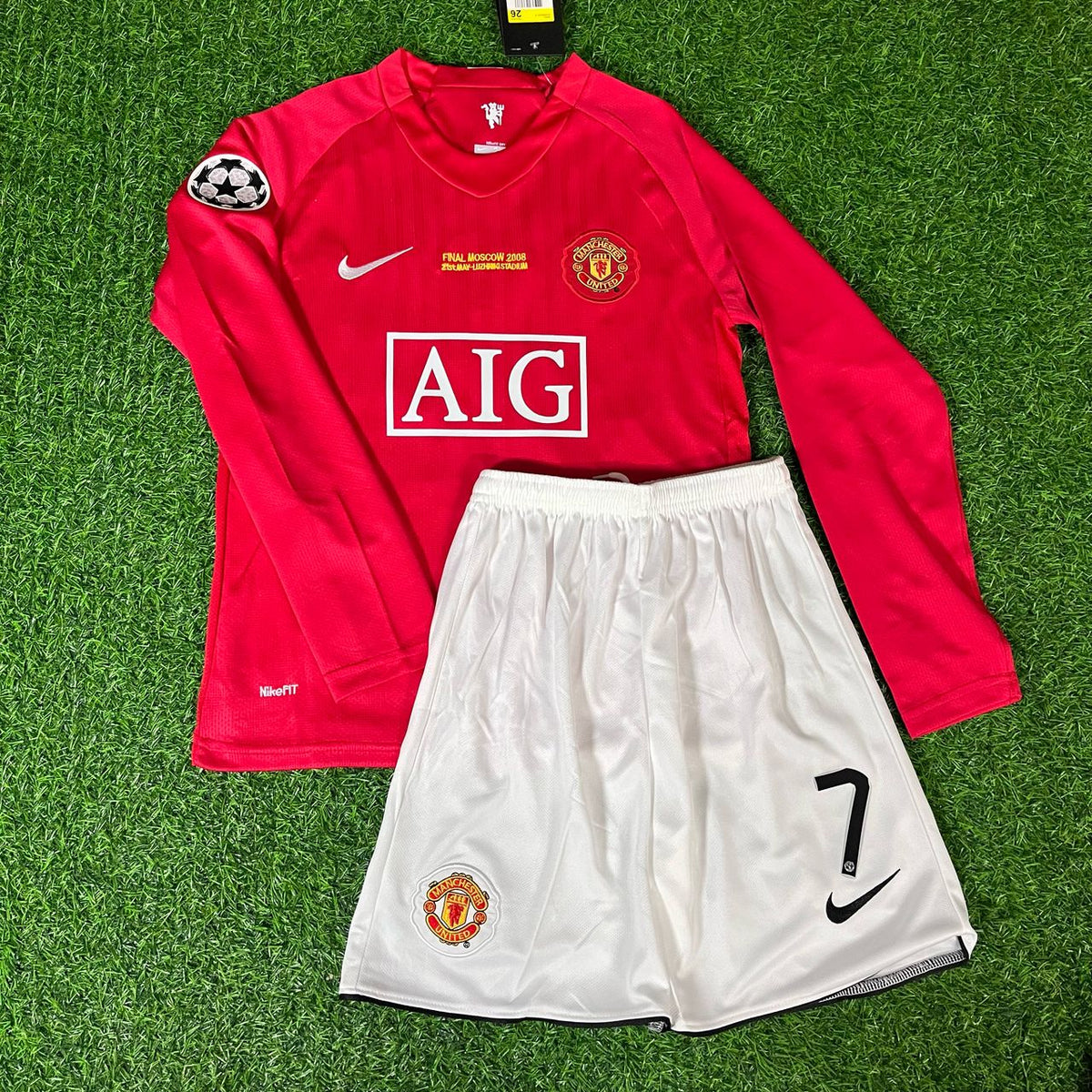 Cristiano Ronaldo 7 - Manchester United 2008 Finale Rotes Langarm Trikot Kinder Trikot Fußballtrikot