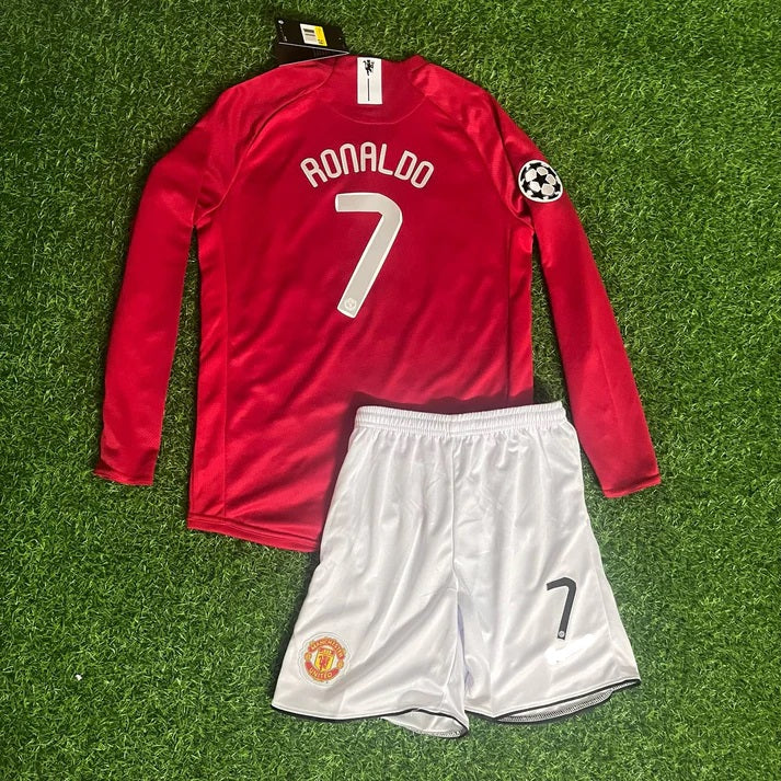 Cristiano Ronaldo 7 - Manchester United 2008 Finale Rotes Langarm Trikot Kinder Trikot Fußballtrikot