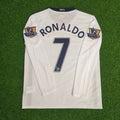 Cristiano Ronaldo Manchester United 2008-2009 EPL Weiß Langarm Retro Fußballtrikot