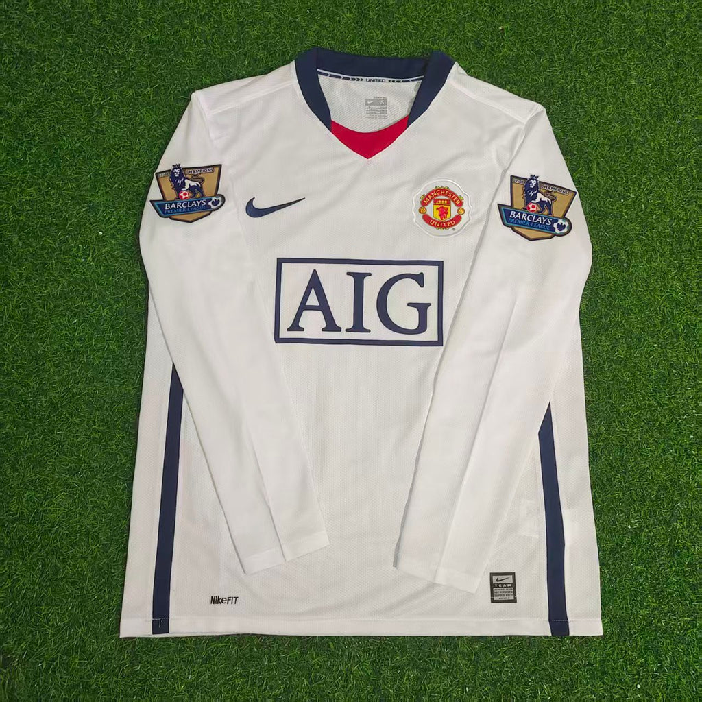 Cristiano Ronaldo Manchester United 2008-2009 EPL Weiß Langarm Retro Fußballtrikot