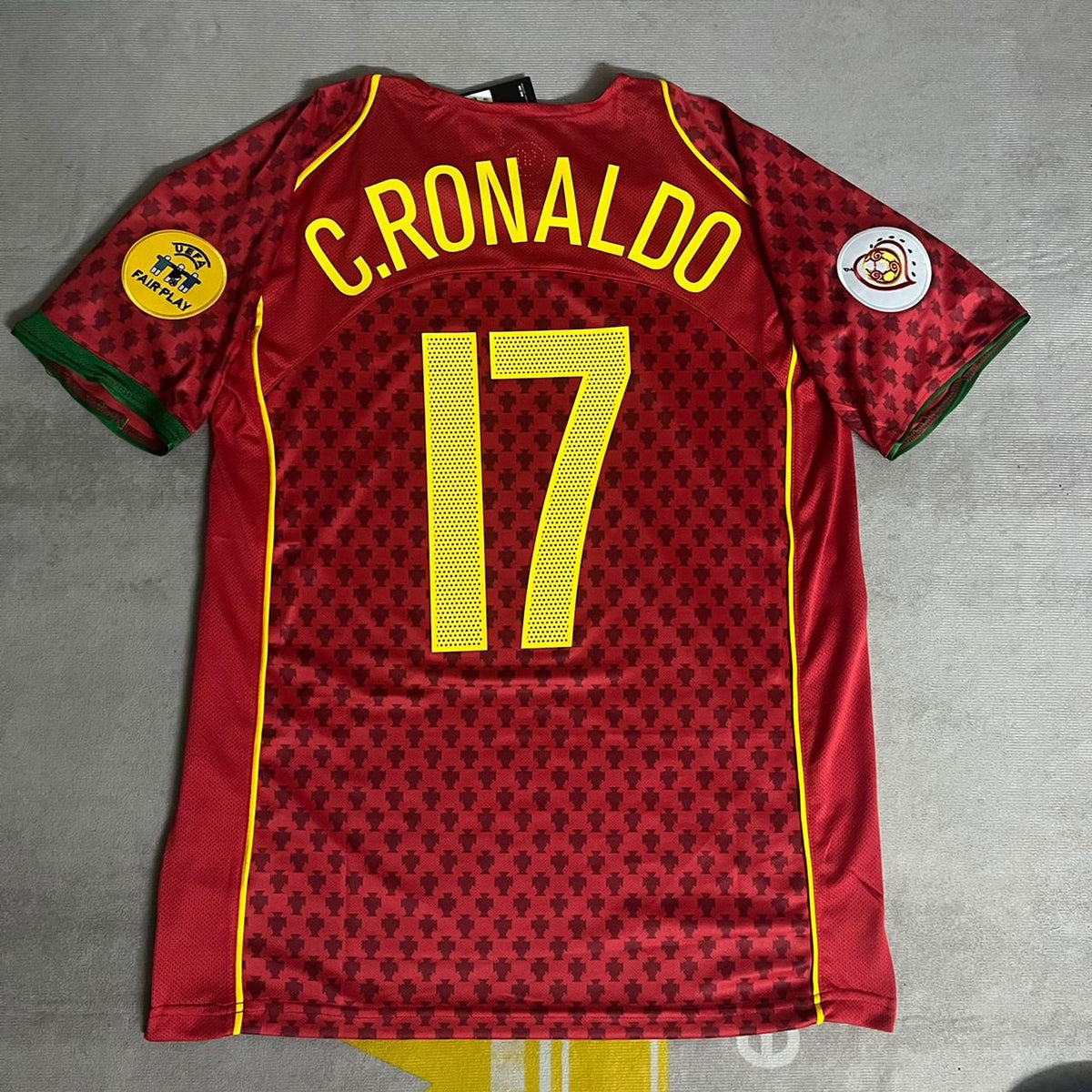 Cristiano Ronaldo Portugal EM 2004 Retro Heim Rot Trikot