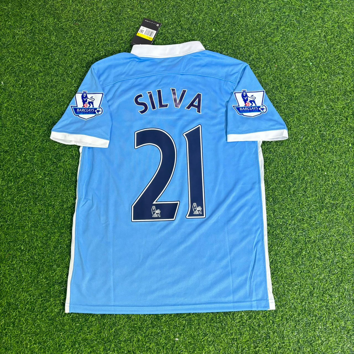 David Silva 21 Manchester City 2015/16 Home Kit Blue Retro Jersey Trikot Jersey Maillot Soccer Shirt