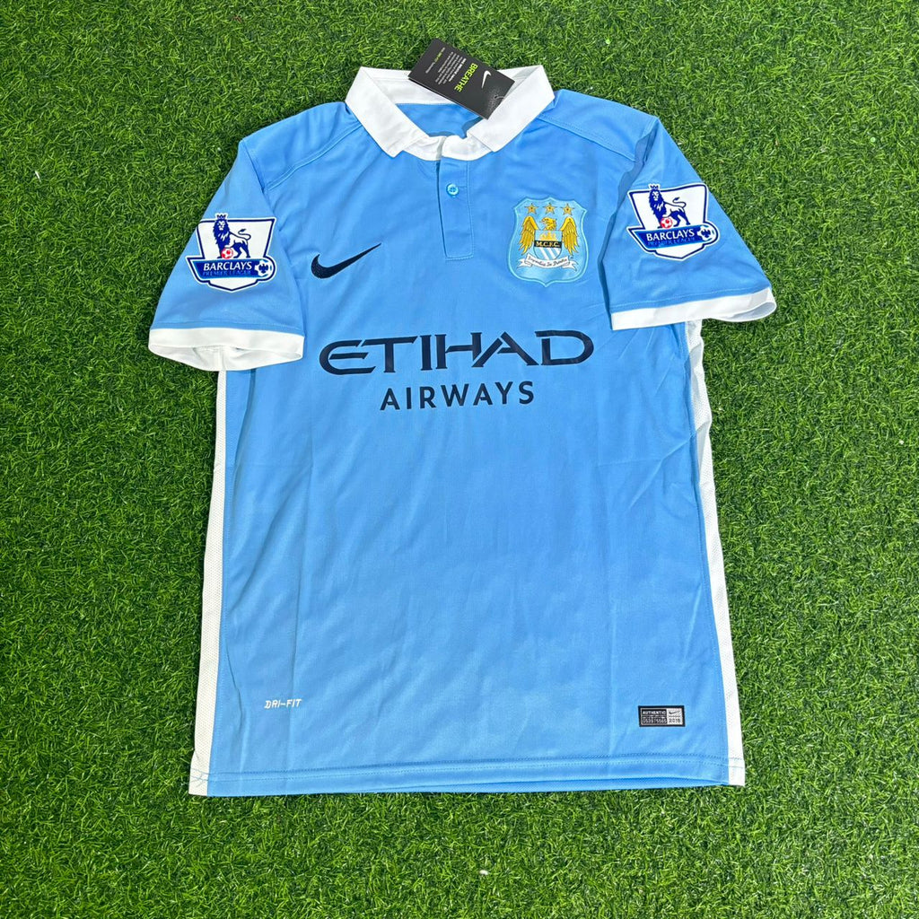 David Silva 21 Manchester City 2015/16 Home Kit Blue Retro Jersey Trikot Jersey Maillot Soccer Shirt