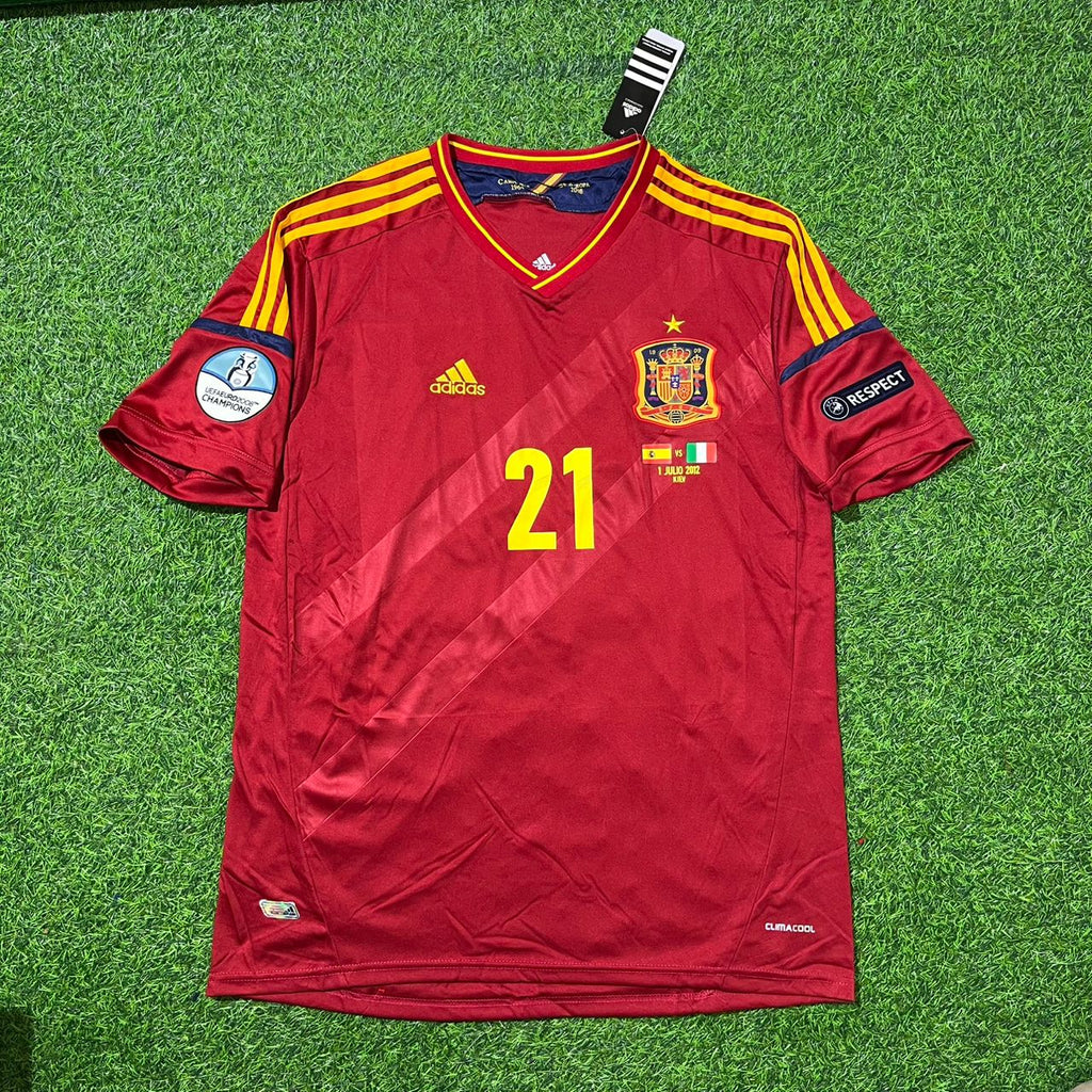 David Silva Spanien EM 2012 Finale Retro Fußballtrikot