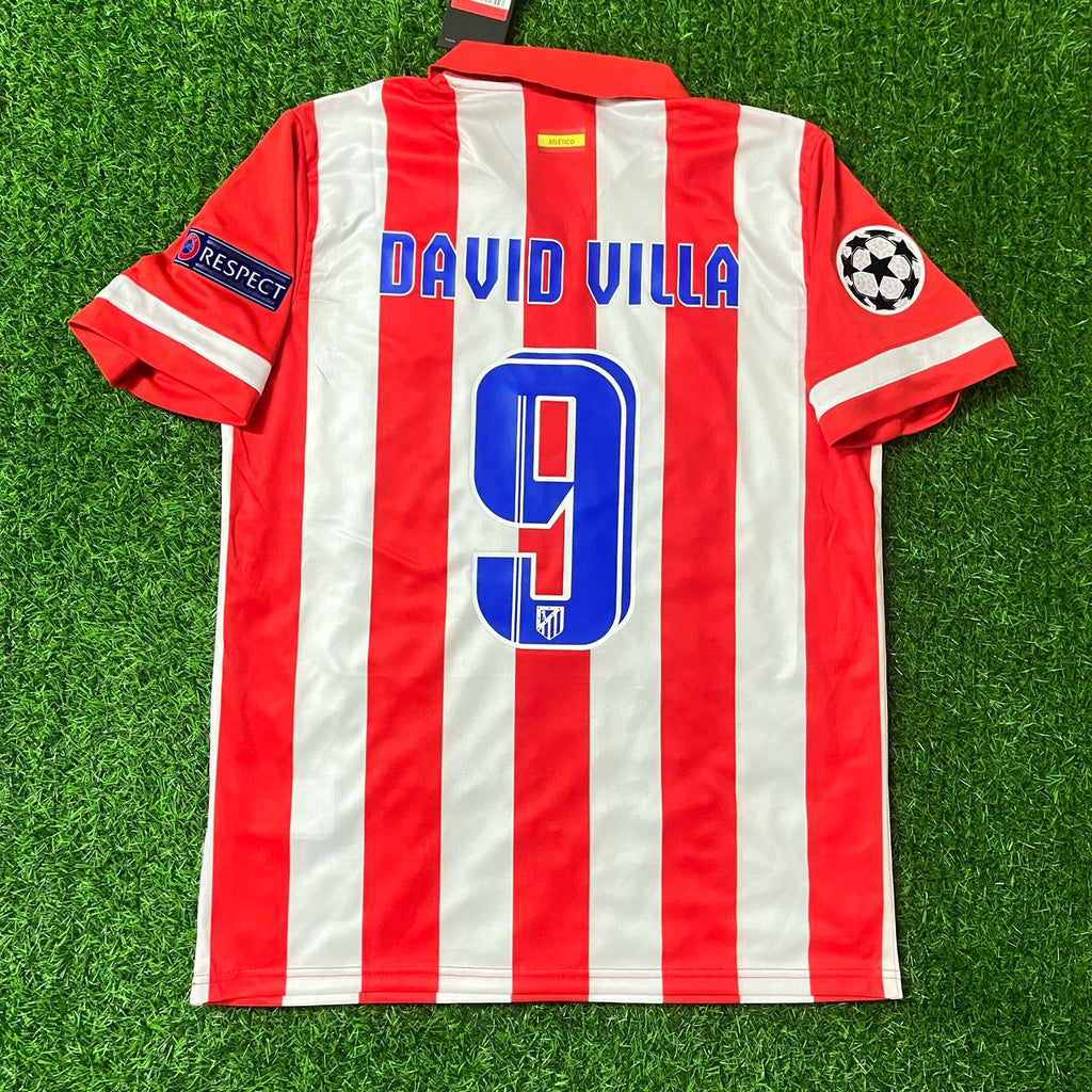 David Villa 9 Atlético Madrid Home 2013/14 Jersey Red and White Retro Kit Trikot Jersey Maillot