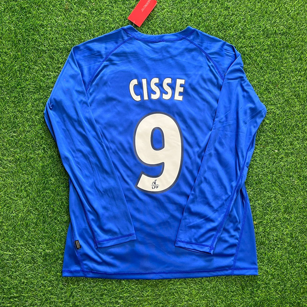 Djibril Cisse Auxerre 2003 Blau Langarm Retro Trikot