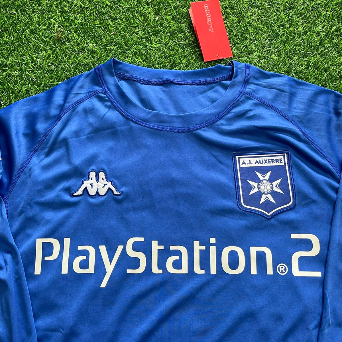 Djibril Cisse Auxerre 2003 Blau Langarm Retro Trikot