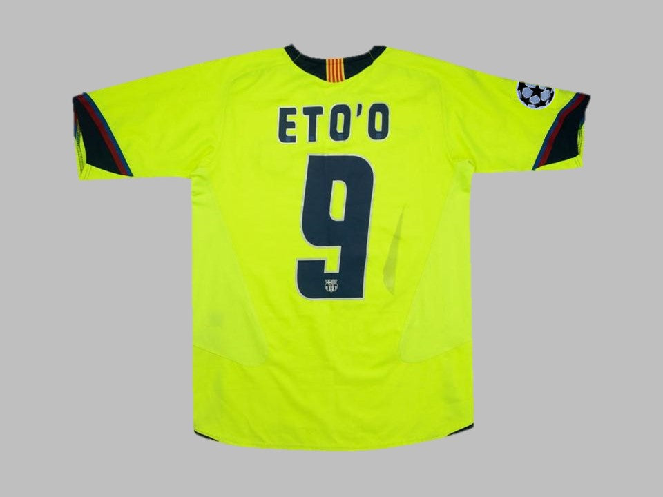 Samuel Eto'o #9 Barcelona 2005 2006 Grün Gelb Retro Trikot Maillot Fußball Shirt