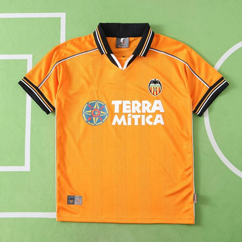 Valencia CF 1999 2000 Orange Retro Trikot Fußballtrikot
