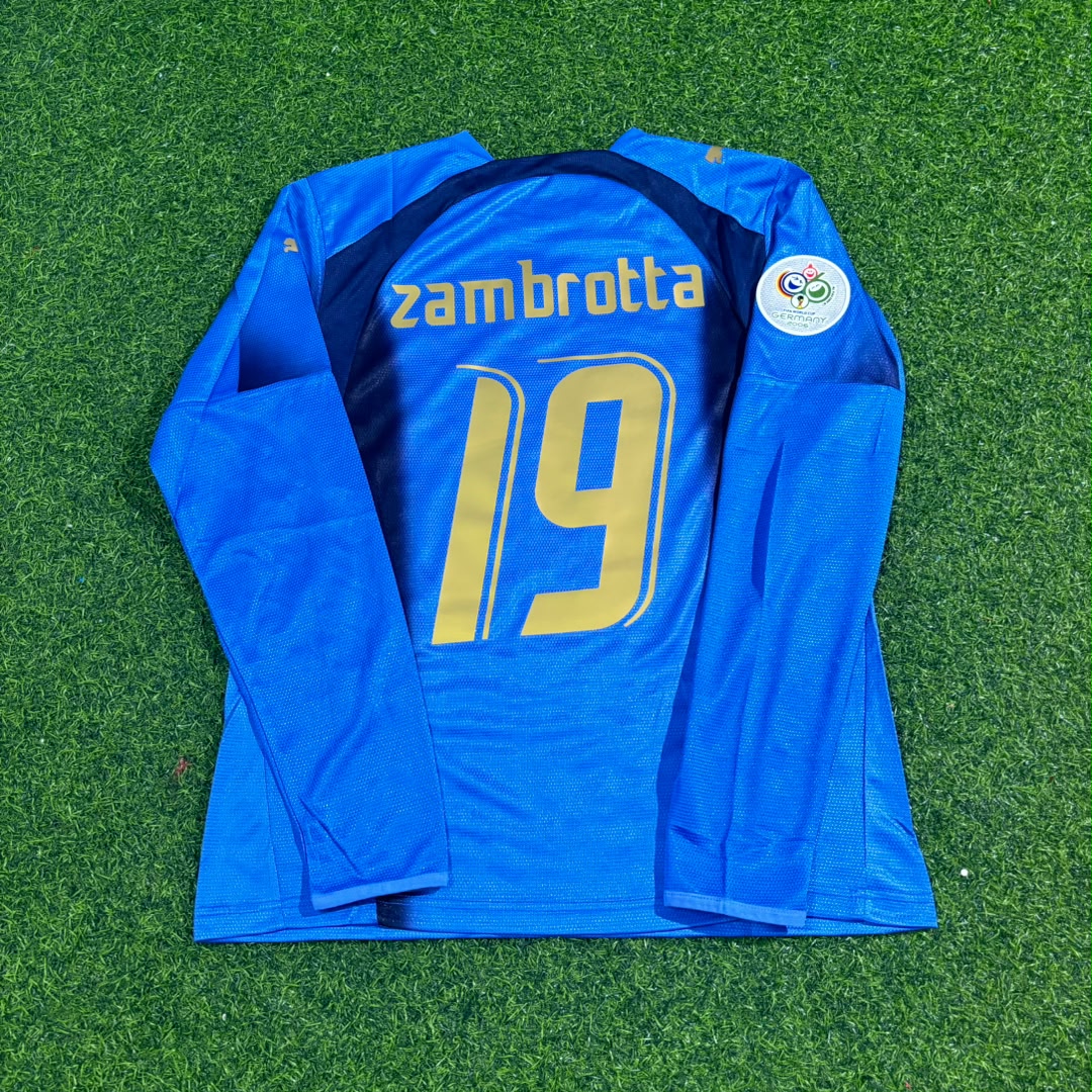 Gianluca Zambrotta #19 Italien 2006 WM Finale Langarm Retro Fußballtrikot