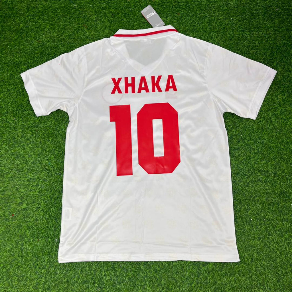 Granit Xhaka Schweiz Retro Fußballtrikot Weiß