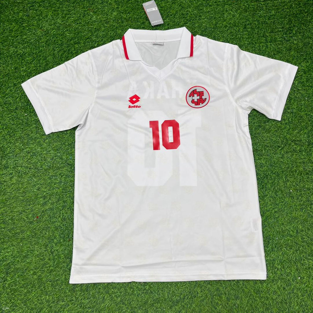 Granit Xhaka Schweiz Retro Fußballtrikot Weiß