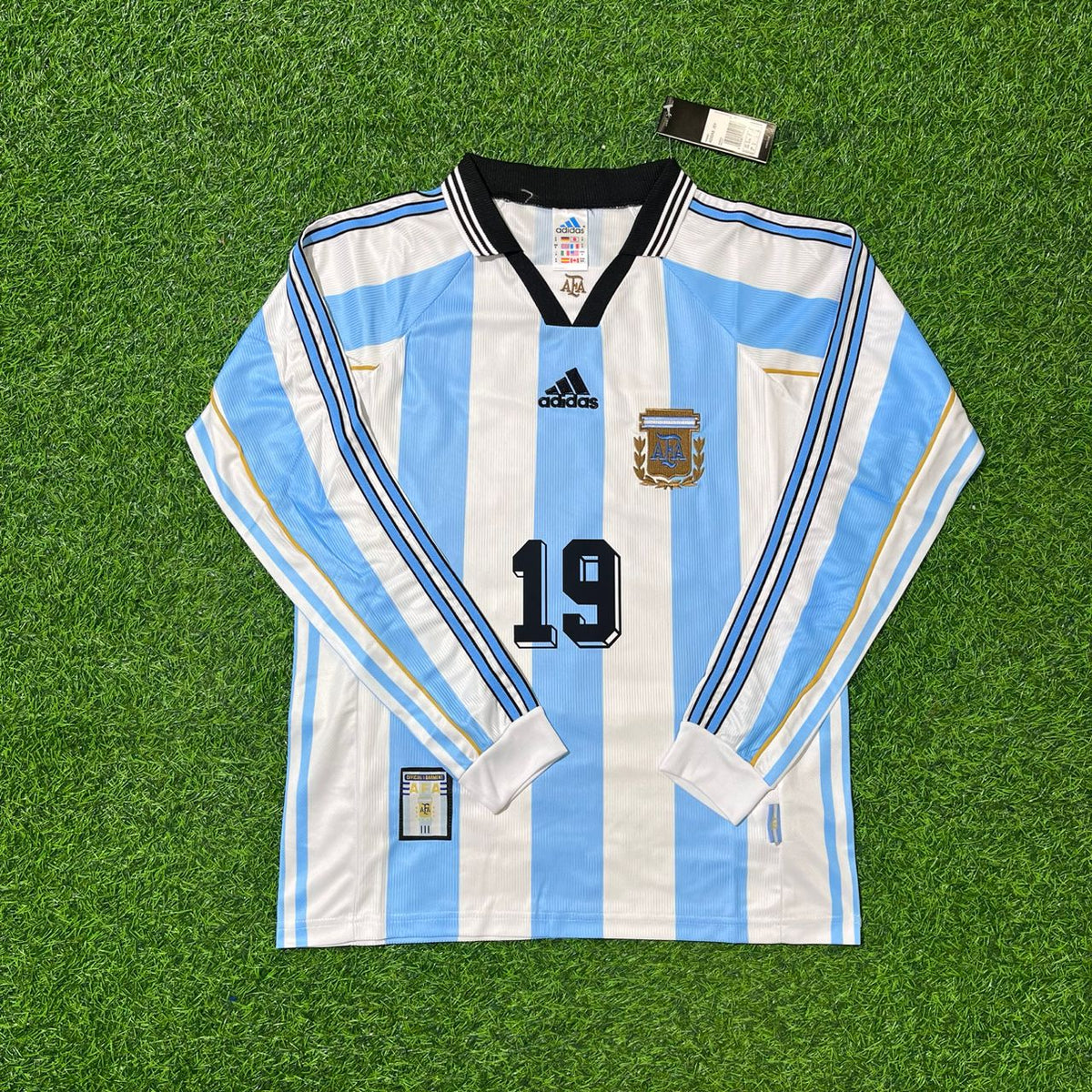 Hernan Crespo Argentinien 1998 Weltmeisterschaft Weiß Langarm Retro Fußballtrikot Set