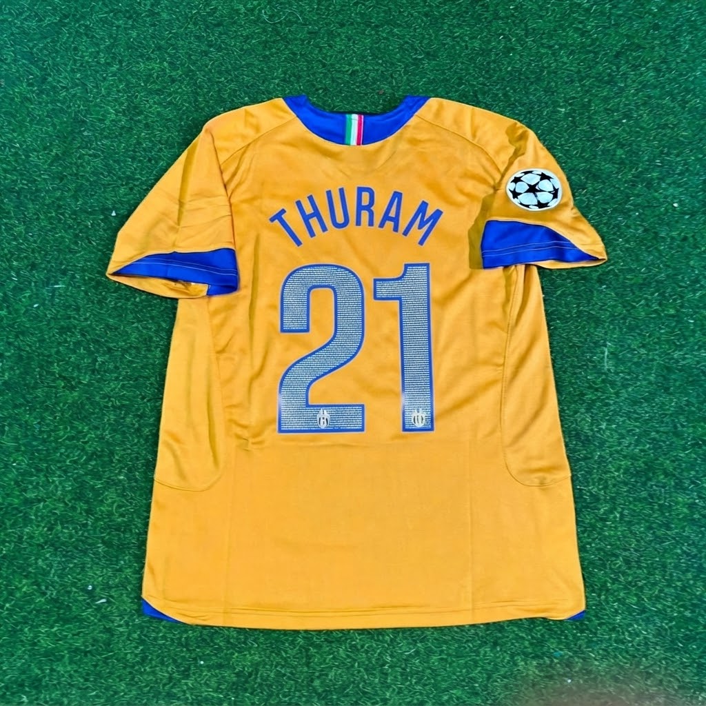Lilian Thuram #21 Juventus 2005-2006 Yellow Third Retro Football Jersey