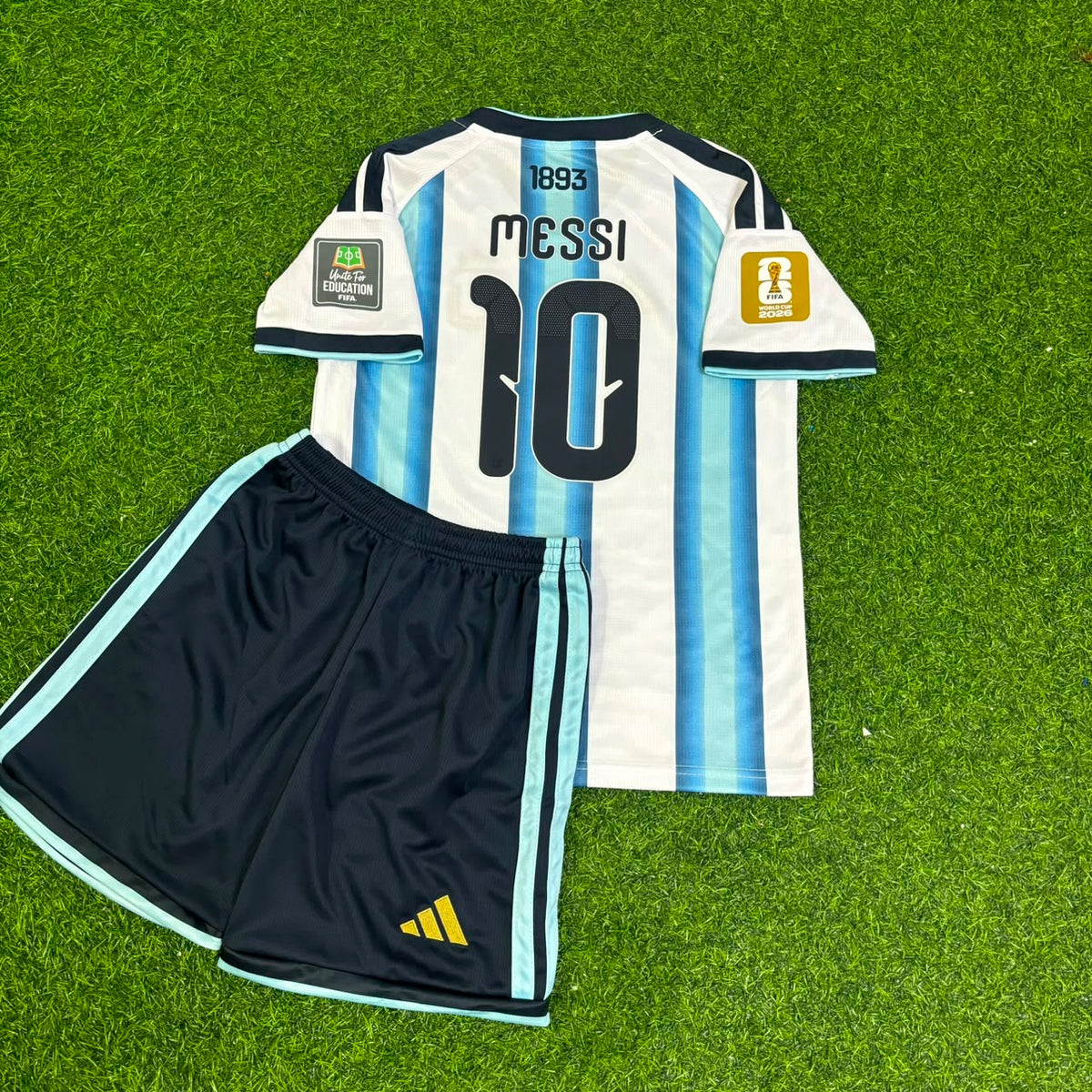 Lionel Messi #10 Argentinien 2026 Weltmeisterschaft Heimtrikot Kinder mit Aufnäher