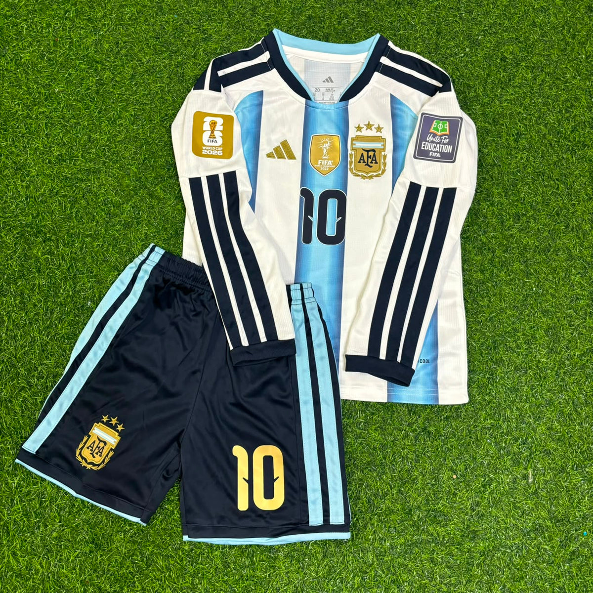 Lionel Messi Argentinien WM 2026 Kinder Langarm-Fußballtrikot-Set