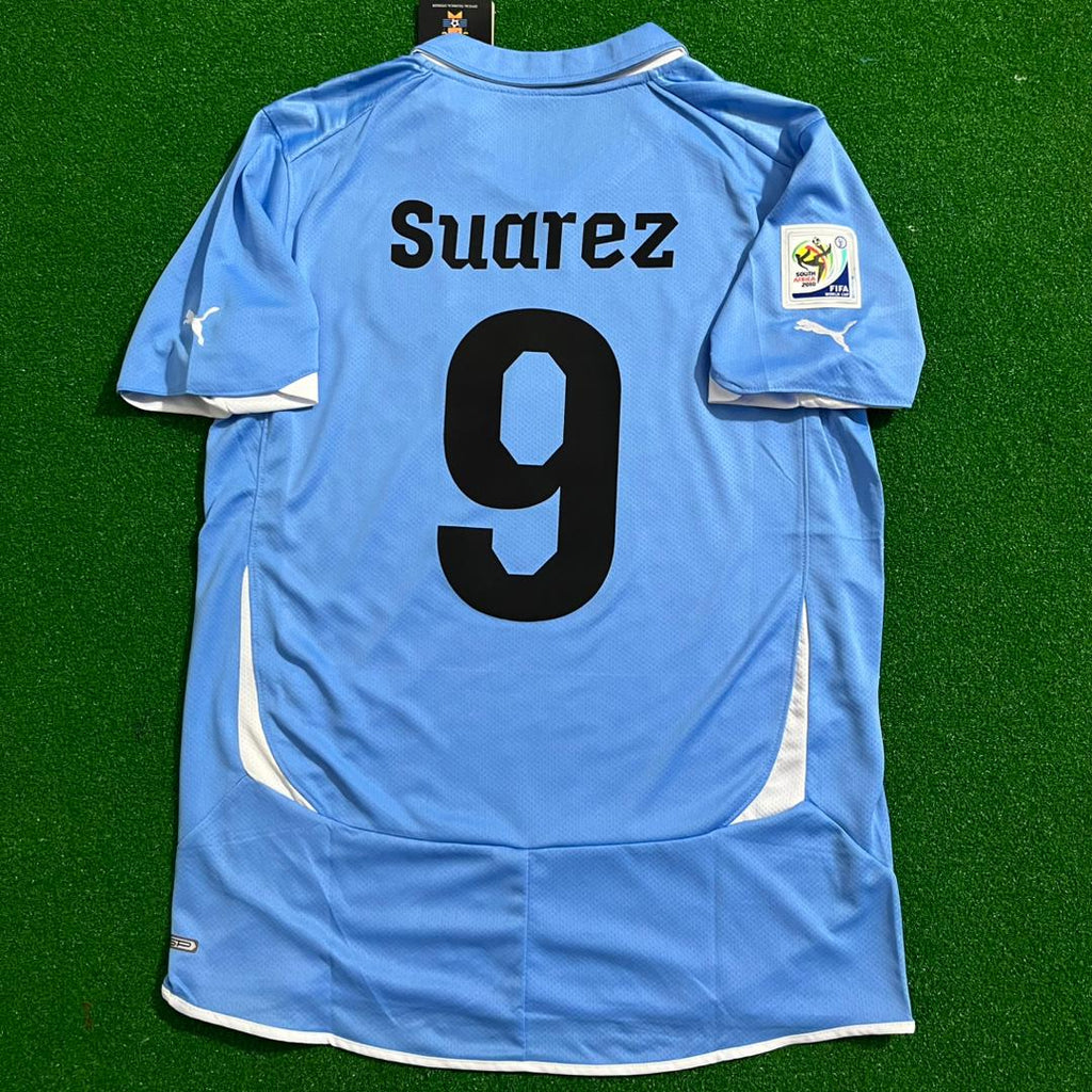 Luis Suárez Uruguay 2010 Südafrika WM Blau Retro Trikot Fußballtrikot