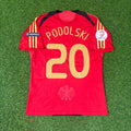 Lukas Podolski Germany EURO 2008 Away Red Retro Football Jersey Kit