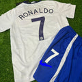 Cristiano Ronaldo Manchester United 2008/09 Auswärts Weiß Kinder Trikotsatz – Trikot für Kinder – | KinderTrikot | Maillot Enfant Soccer Shirt