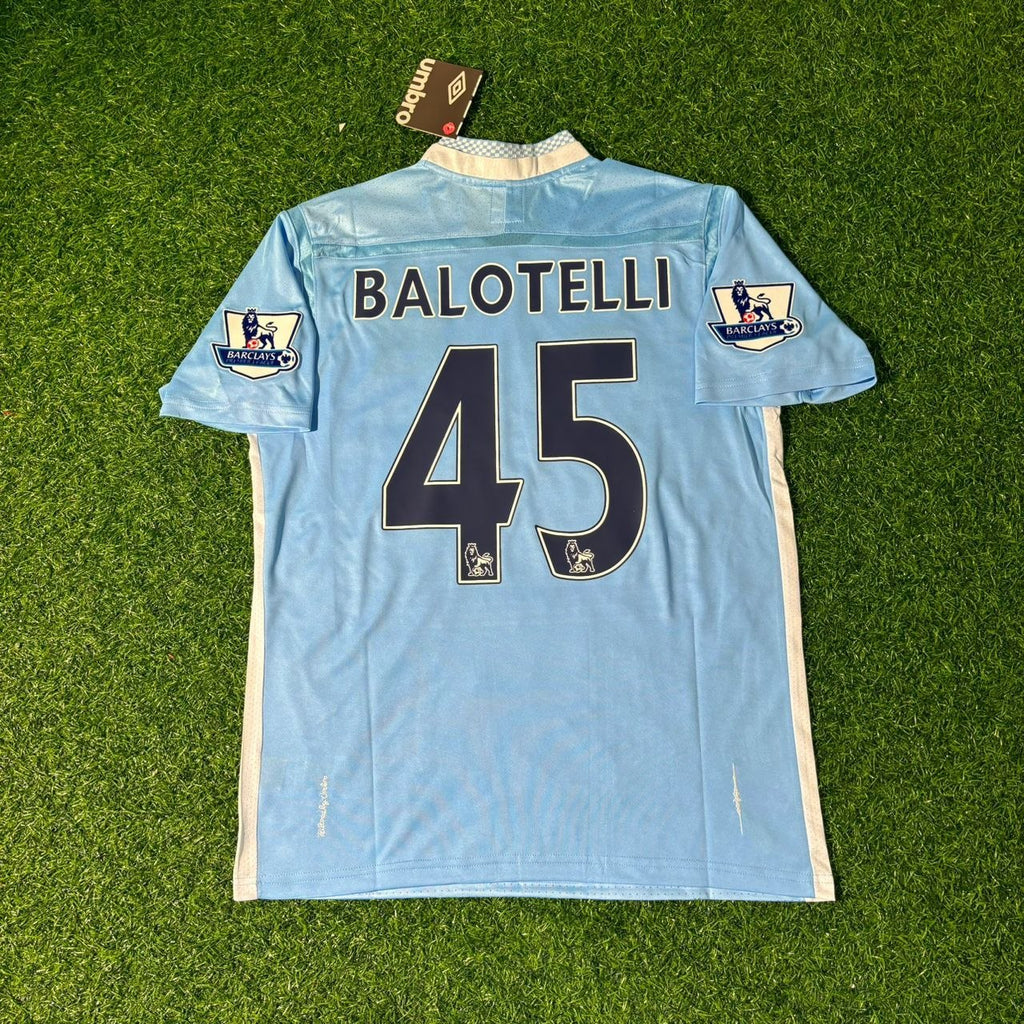 Mario Balotelli 45 Manchester City 2011/12 Heimtrikot Blau Retro Trikot Jersey Maillot Fußballtrikot