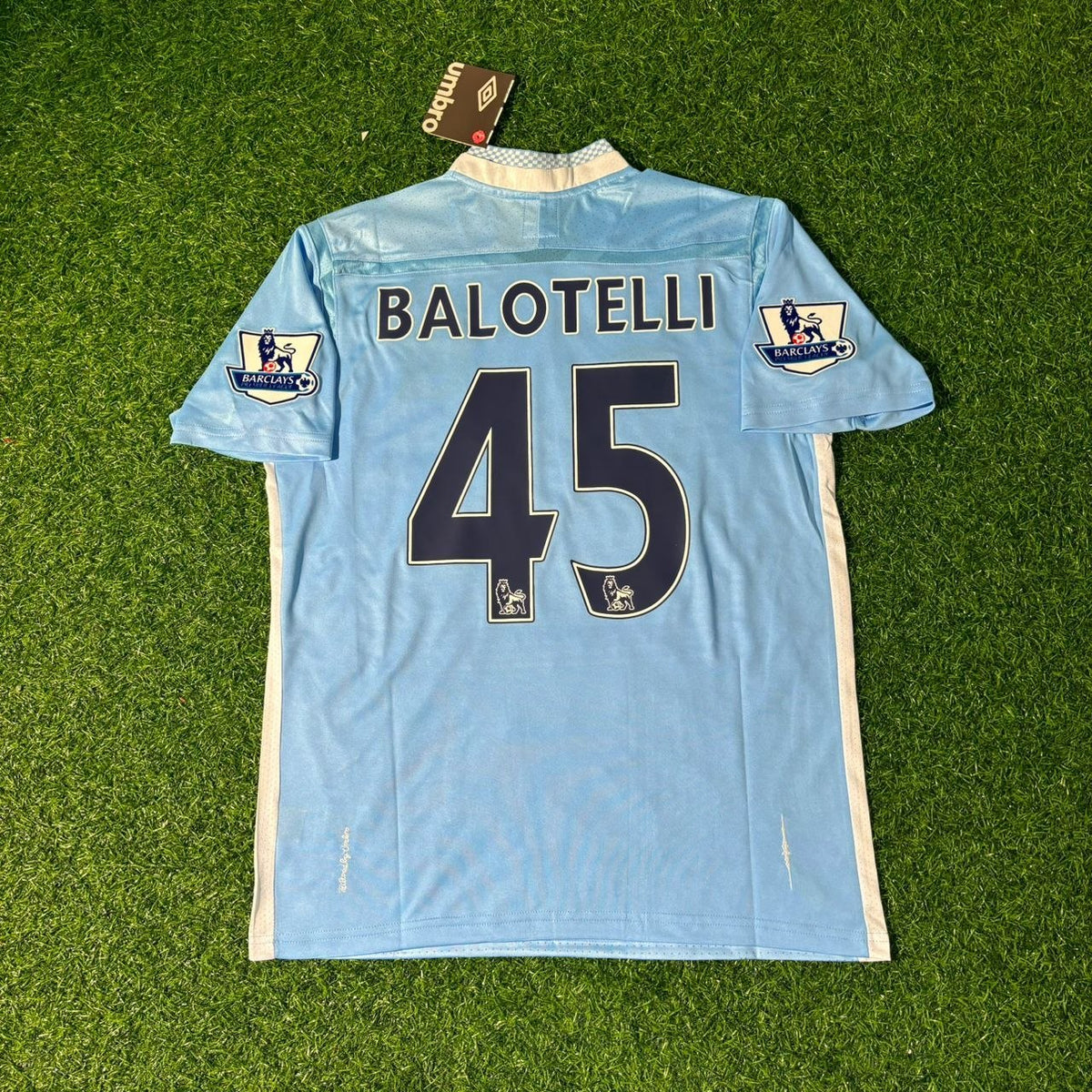 Mario Balotelli 45 Manchester City 2011/12 Heimtrikot Blau Retro Trikot Jersey Maillot Fußballtrikot