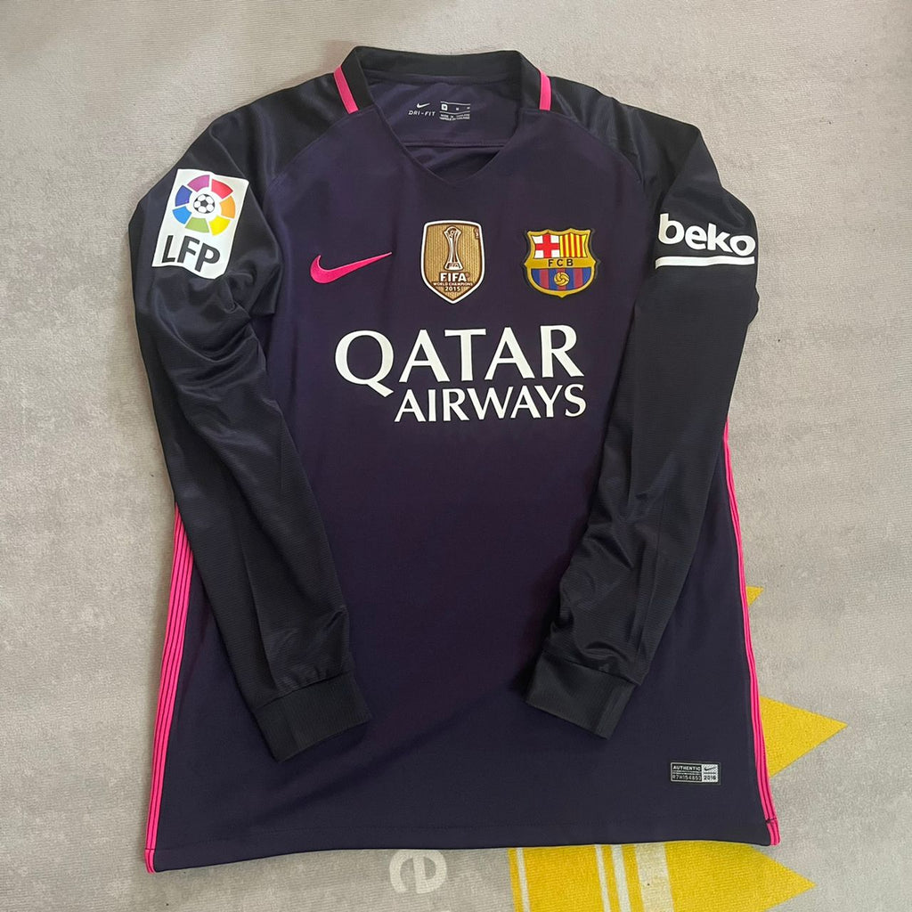 Sergio Busquets Barcelona 14/15 Retro Pink Printing Long Sleeve Jersey Maillot Trikot Maglia