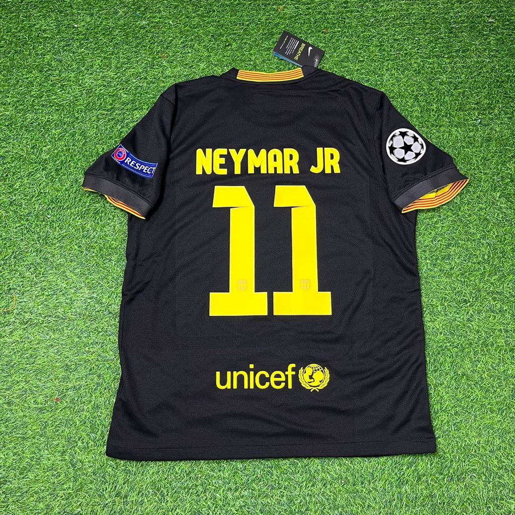 Neymar Jr. #11 Barcelona 2013-2014 Schwarzes Retro-Fußballtrikot