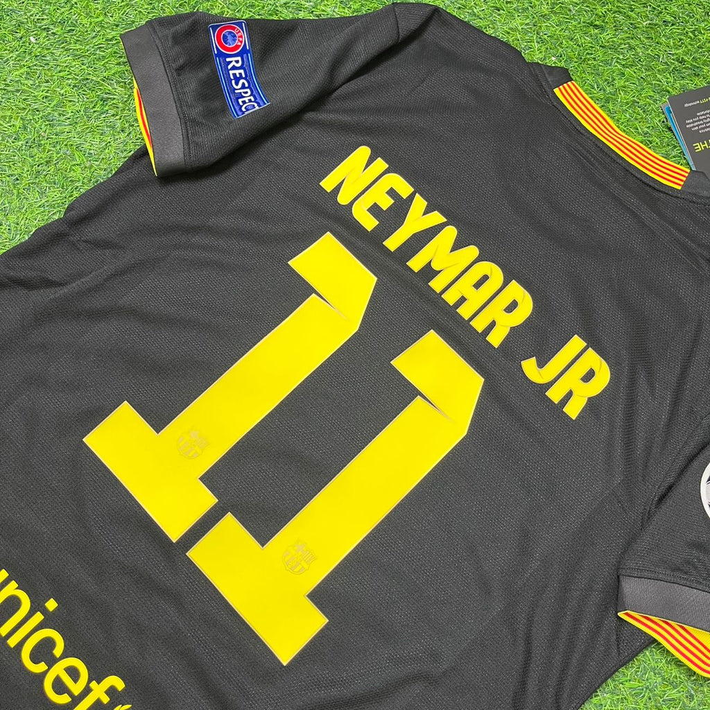 Neymar Jr. #11 Barcelona 2013-2014 Schwarzes Retro-Fußballtrikot